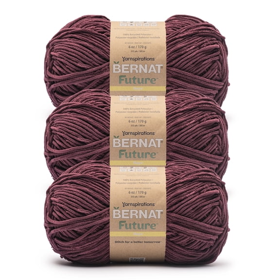 Bernat® Future™ #4 Worsted (Medium) Polyester Yarn, Fine Burgundy 6oz/170g 333 Yards (3 Pack)