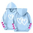 thumbnail image 3 of CPNG Girls Hoodies Tops Double Heart Print Long Sleeve Hooded Sweatshirts with Front Pocket Kids Loose Fit Daily Pullover Sweatshirt, 3 of 5