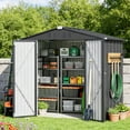 thumbnail image 6 of Outdoor Storage Shed 6 x 4 FT, Lofka Galvanized Metal Garden Shed with Double Lockable Doors, Outdoor Shed for Backyard Patio Lawn, Gray, 6 of 10