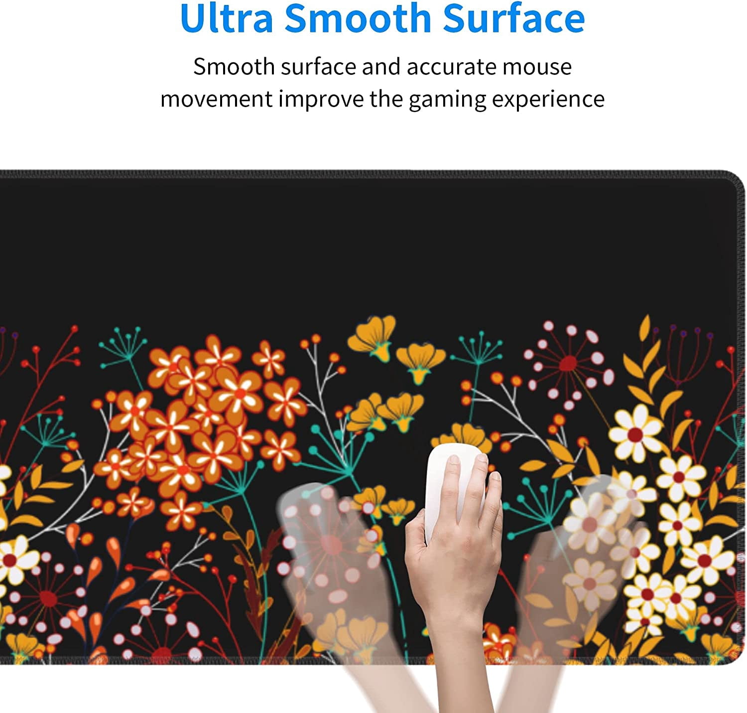 Extended Gaming Mouse Pad (31.5x12 in), Large Stable Rubber Base Mousepad with Stitched Edges, Keyboard Mouse Mat Desk Pad for Work, Game, Office, Home - Beautiful Floral