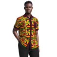 thumbnail image 3 of Xiaohuagua African Shirts for Men Wax Print Short Sleeve Button Down Shirt Summer Vacation Casual Wear, 3 of 5