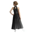 thumbnail image 2 of Doomiva Kids Girls Lyrical Modern Dance Dress Maxi Skirt Leotard Contemporary Dance Chiffon Dress for Competition Black 8, 2 of 7