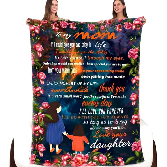 from Daughter Blanket for Mom, Best Unique Mom Birthday Gifts for Mom Birthday, Happy Mother’s Day Present, I Love You Mom Gifts Ideas(to Mom, 60*80inch)