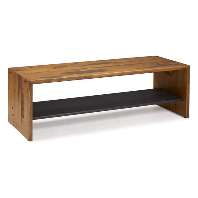 Pemberly Row Banc d'Entrée en Bois Récupéré Rustique Massif 58 Pouces en Ambre
