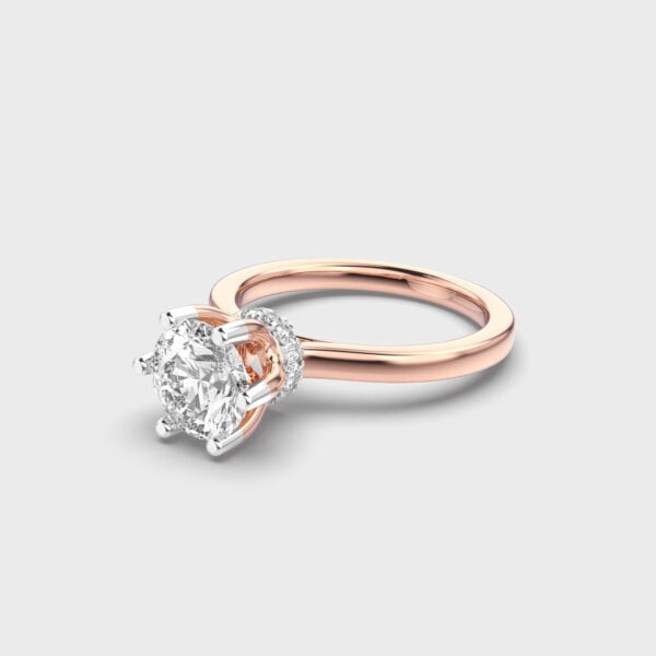 3 Carat Unique Round Cut IGI Certified Lab Grown Diamond Anniversary Ring for Ladies in 10K Rose Gold | Solitaire Diamond Rings for Ladies | Size 9 by Diamond-Capitals