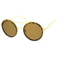 thumbnail image 2 of sunglassLA Unisex Classic Metal Temple Double Nose Bridge Flat Lens Round Sunglasses (Tortoise-Gold / Brown) - 52mm, 2 of 4
