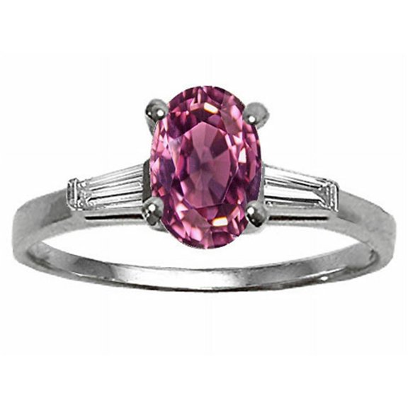 Tommaso Design� Oval 7x5 mm Genuine Pink Tourmaline Engagement Ring