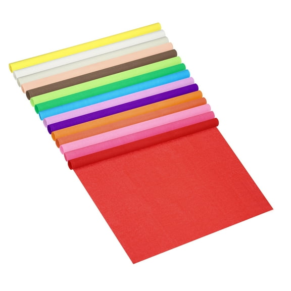 Uxcell 3.3ft Crepe Paper Roll, 15 Roll 20" Width Soft Paper Streamer Sheet for Craft, 15 Color