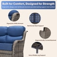 thumbnail image 3 of Giantfurnni Luxury Outdoor Furniture High Back Patio Sofa, Oversized 3-Seater Couch with 6'' Thick Cushions, Ideal for Porch, Poolside, Deck, Yard, Grey Wicker Blue Cushions, 3 of 7