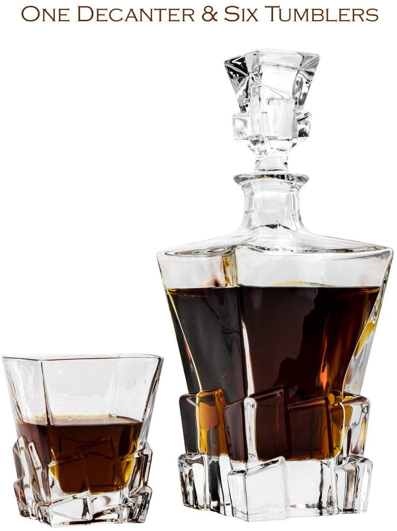 Bohemia Crystal 92100074, 21 Oz. Crystal Decanter and Six 7.77 Oz