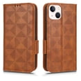 thumbnail image 2 of SaniMore Wallet Case for iPhne 14 6.1" 2022, Glitter PU Leather Case Triangle Pattern Card Slots Cash Pocket Kickstand Removeable Wrist Strip All-around Protective Magnetic Case iPhone 14, Brown, 2 of 9
