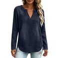 thumbnail image 6 of Womens Denim Shirt Long Sleeve Button Down Shirt Casual Jean Shirt Jacket Vintage Denim Blouses Tops with Pockets Gray M, 6 of 7