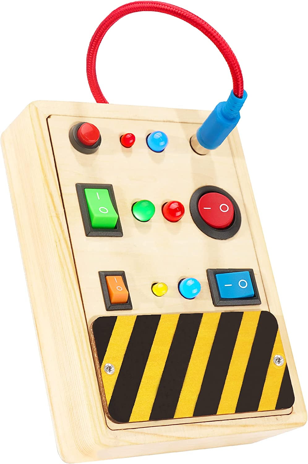 Toddler Toys Busy Board, Montessori Toys Sensory Toys for Toddlers 1-3 with  Light Up LED Buttons Pluggable Wire Wooden Toys, Baby Toys Travel Toys