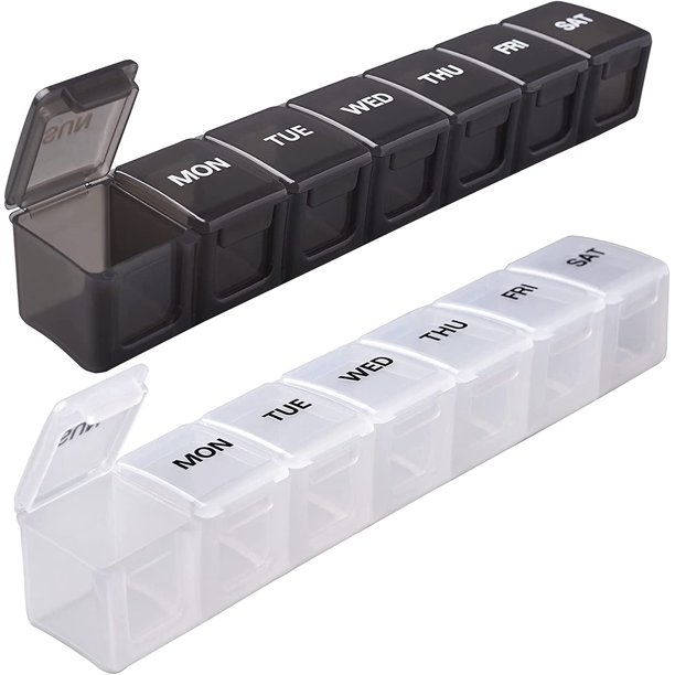 Pastillero Extra Grande 2 Piezas, Pastillero Semanal XL, Pastillero de 7 Días con Gran Capacidad, Organizador de Medicinas Jumbo para Vitaminas, Aceites