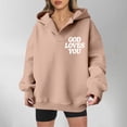 thumbnail image 2 of Hoodies for Women Pullover Winter Loose Fit Hooded Long Sleeve Dolman Off the Shoulder Hoody Graphic Hoodie Cotton Sweatshirts(Khaki,S), 2 of 6