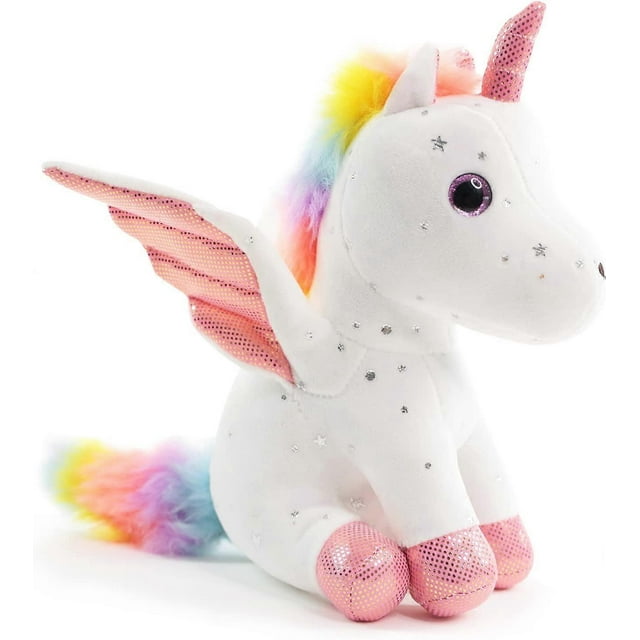 Sew Butiful 8" Unicorn Stuffed Animal - Cute Plush Toy Gift for 3-8 Years Old Girls, Soft Birthday Present for Baby, Toddler, Kids, Decor (White)