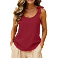 thumbnail image 6 of Comdrip Women's Bow-Shoulder Tank Cotton 2026 Summer Fall Floppy Breathable Casual Plus Size Tank Top with Bow Tie Straps Wine Xl, 6 of 9