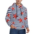 thumbnail image 2 of Kdxio Starfish Navy Blue Stripe Print Mens Casual Hooded Collar Drawstring Hoodies Pullover Sweatshirts Casual Long Sleeve Shirts-4X-Large, 2 of 7