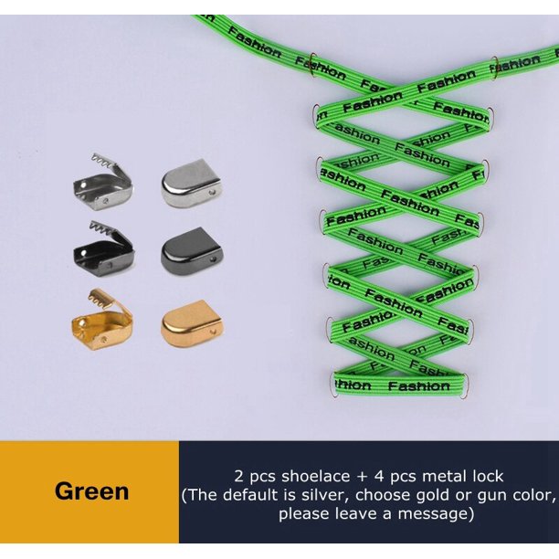 Cordones sin cordones Zapato para hombre y mujer Moda Hermosa Hebilla de metal rápido Cordón elástico Ocio caminar Deportes Cordones perezosos 1 par 100 cm Gao Jinjia LED