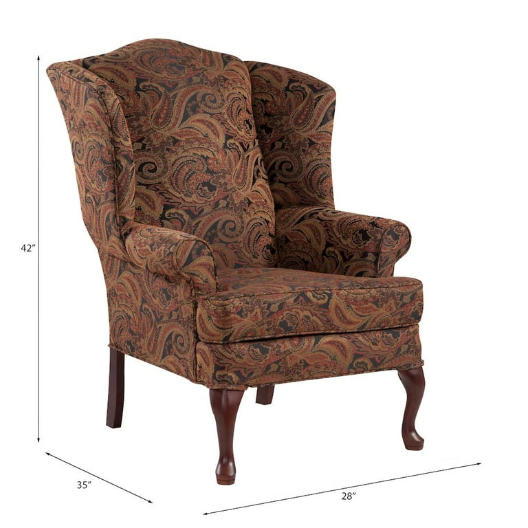 Comfort Pointe Traditional Wingback Living Room Armchair, Paisley