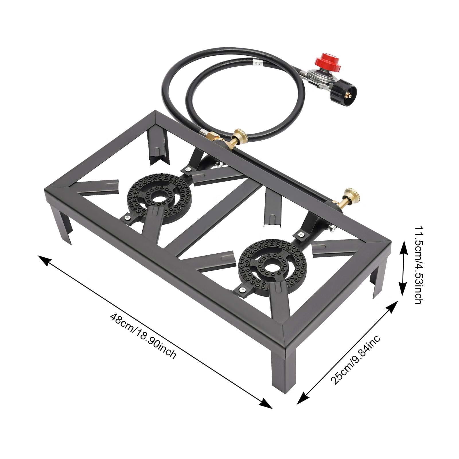 Portable Double Burner Outdoor Gas Stove Hiking Fishing Propane Gas Cooker  With Hose For Patio Camping BBQ