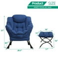 thumbnail image 6 of Vivijason Modern Cotton Solid Print Side Pocket Contemporary Accent Chair with Ottoman, Blue, 6 of 7