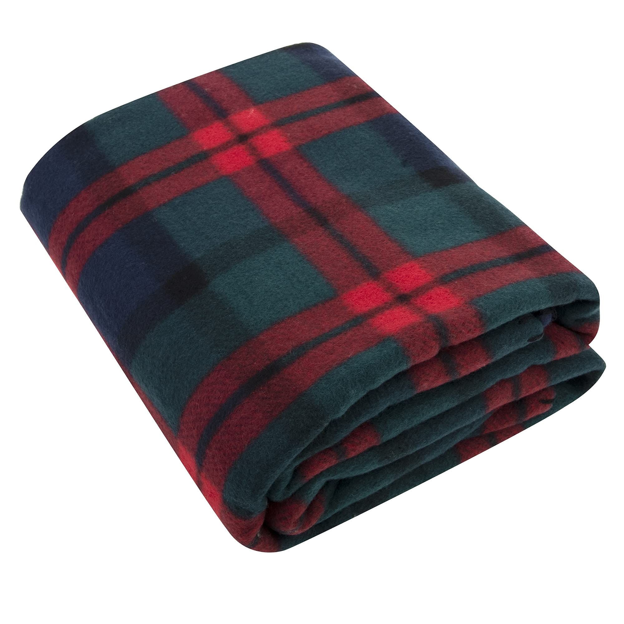 Single Plaid Color 60"L x 50"W Fleece Throw Blanket for Fall, Winter, Spring, Summer, Men, Women, Children & Pets in Red & Green Plaid