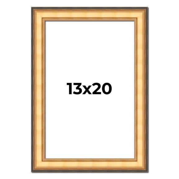 13x20 Frame Gold Plein Aire Solid Wood Picture Frame Width 2 Inches | Interior Frame Depth 0.5