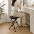 thumbnail image 2 of PLERISE Portable Folding Stool with Handle, 18 Inch Black Foldable Chair with Heavy Duty Steel Legs, Round Plastic Seat, 500 lb Capacity, Space Saving Stool for Kitchen, Dorm, Vanity, Camping and Out, 2 of 7