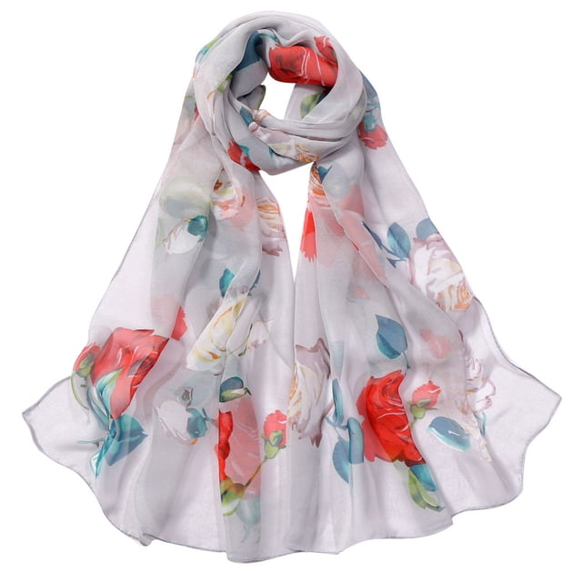 TIMIFIS Bonnets pour Femmes Mode Femmes Impression Roses Longue Foulard Douce Châle en Soie Simulation -