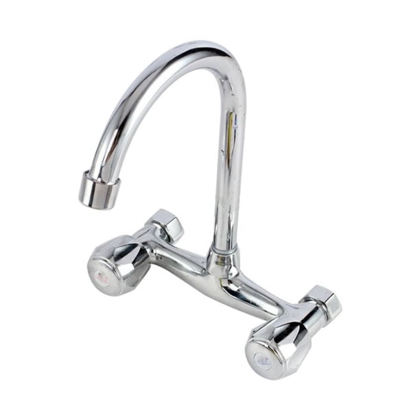 Grifo mezclador de pared con control de doble palanca, cuerpo de latón con acabado cromado pulido, opciones de agua fría y caliente y abundante espuma para una experiencia de limpieza sin esfuerzo