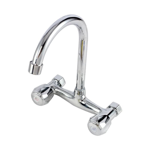 Elegant Wall Mount Kitchen Faucet, Classic Design Double Lever Hot & Cold Temperature Control for Seamless Cooking Experiences, Adjustable Center Distance for Custom Installations