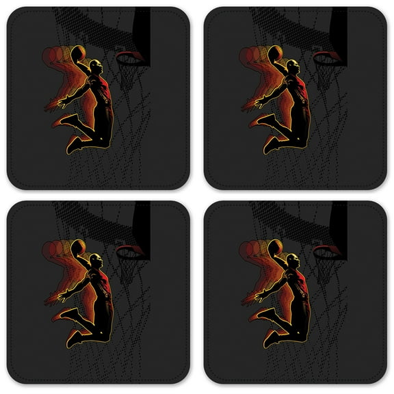 Vinyl Drink Coasters - Set of 4 - Basketball Dunk
