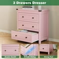 thumbnail image 5 of FANRAL 3 Large Drawer Nightstand,29.5" Tall Night Stand,27.5" Wide Side Table,Wood Bedside Table Modern End Table,Small Wide Dresser for Bedroom,Pink Nightstand, 5 of 7