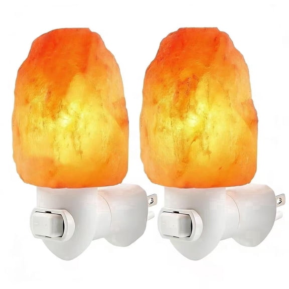DAYBETTER Himalayan Salt Lamp Night Light Plug in, Hand Carved Natural Pink Himalayan Salt Lamps with 2 Replacement Bulbs for Bedrooms Decor, 2 Pack