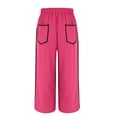 thumbnail image 5 of Delayuji Womens Capri Pants Casual Summer Baggy Wide Leg Pants Elactic Waist Barrel Pants Women With Pockets, 5 of 7