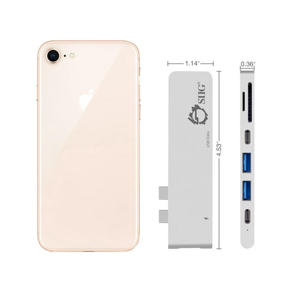 SIIG Thunderbolt 3 USB-C Hub HDMI with Card Reader & PD Adapter - Silver