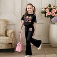 thumbnail image 2 of Tiweut Girls Outfits 41 Print Flared Pants and Short Sleeve T Shirts Kid Streetwear Set,9-10 Y, 2 of 5