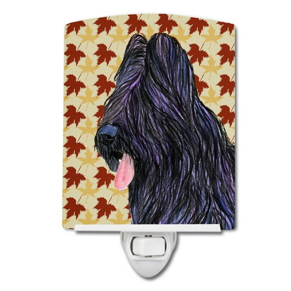 Briard Fall Leaves Portrait Ceramic Night Light