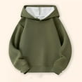 thumbnail image 3 of SuTry Big Kids Solid Color Hooded Sweatshirt Long Sleeve Pullover Casual Fall Spring Everyday Wear Activewear for Boys Girls 3-14 Year(Army Green,7-8 Years), 3 of 3