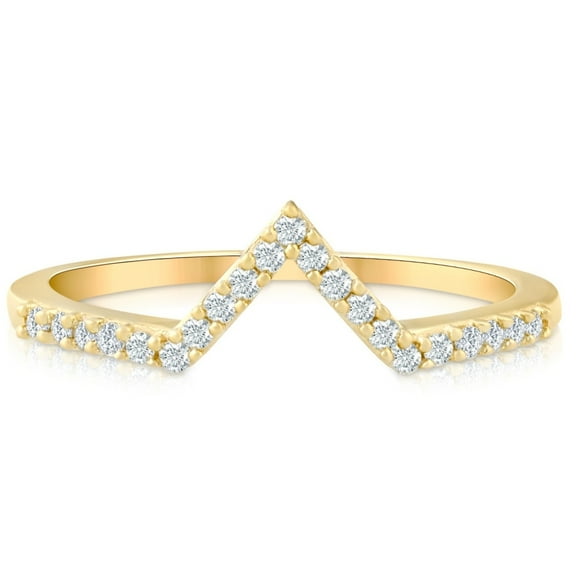 Pompeii Diamond Curved V Shape Wedding Ring Women's Stackable Wedding Band Yellow Gold
