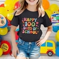 thumbnail image 2 of WEIYLL T-Shirts pour Filles Lettre 100 Jours d'École Col Rond Manches Courtes Été Décontracté Noir Hauts de Sortie 2-3 Ans, 2 of 4