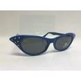 thumbnail image 2 of Blue 1950's Cateye Cat Eye Glasses with Rhinestones Dark Lens Sunglasses, 2 of 2
