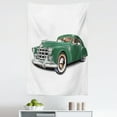 thumbnail image 1 of Antique Tapestry, Antique Automotive Old Model Nostalgia Historic Retro Car Illustration, Fabric Wall Hanging Decor for Bedroom Living Room Dorm, 5 Sizes, Forest Green White, by Ambesonne, 1 of 1