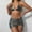 Gray, variant on Women's 3 Piece Shiny Metallic Swimsuit Sexy Triangle Bikini Tie Side Thong Festival Outfit with Drawstring Mini Skirt Gray XL
