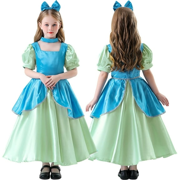 FYEGRE European Sister Gown Elegant Blue Dress For Girls Fairy Tale Performance Gown Sky Blue 140.00