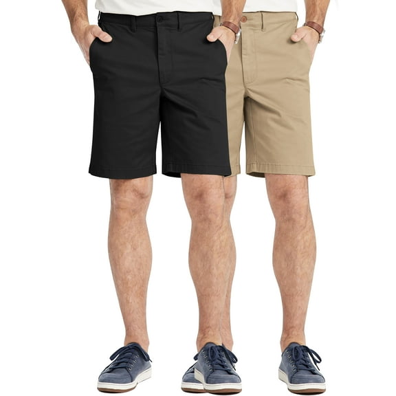 Hat and Beyond Mens Stretchy 2-Pack Chino Cotton Fabric Dual Pocket Shorts