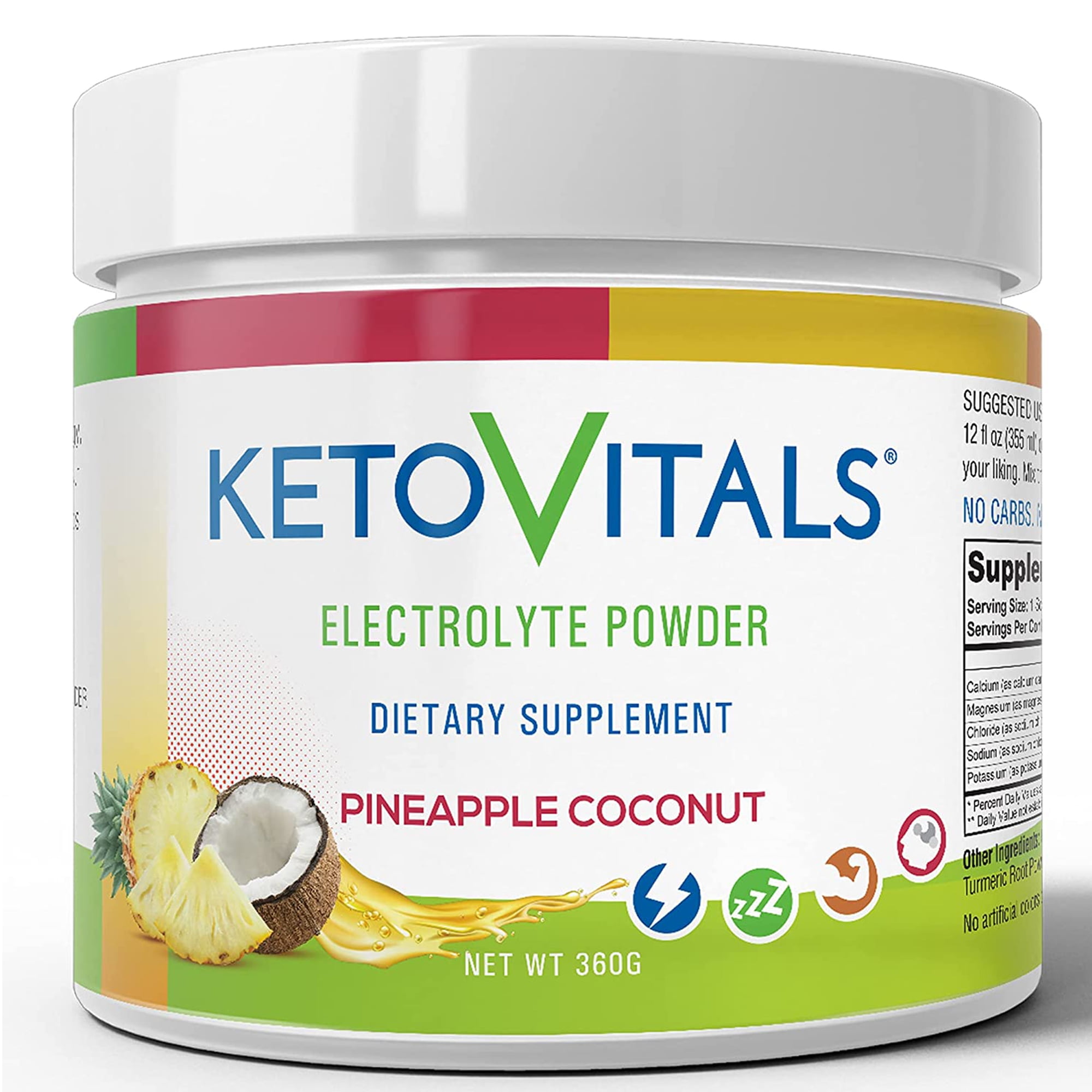 Keto Vitals Keto Electrolytes Powder for Hydration, Sleep, Energy, Muscle Function Pineapple Coconut 10 oz