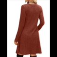 thumbnail image 4 of Vestido de Larga para Mujer, Cuello Redondo, Cintura Alta, Túnica con Bolsillos Color Caramelo M, 4 of 6