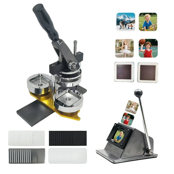 Magnet Maker Machine Fridge DIY-Kit: 2×2-Inch Button&Badge Making Tool, Easy Press Design, Includes Supplies - Great for Crafts, Personalized Gifts, Home or Small Business